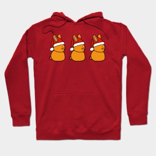 Trio of Christmas Santa Bunnies Hoodie